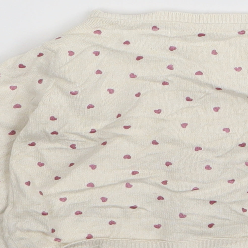 F&F Girls Beige   Cardigan Jumper Size 9-12 Months  - Heart Detail