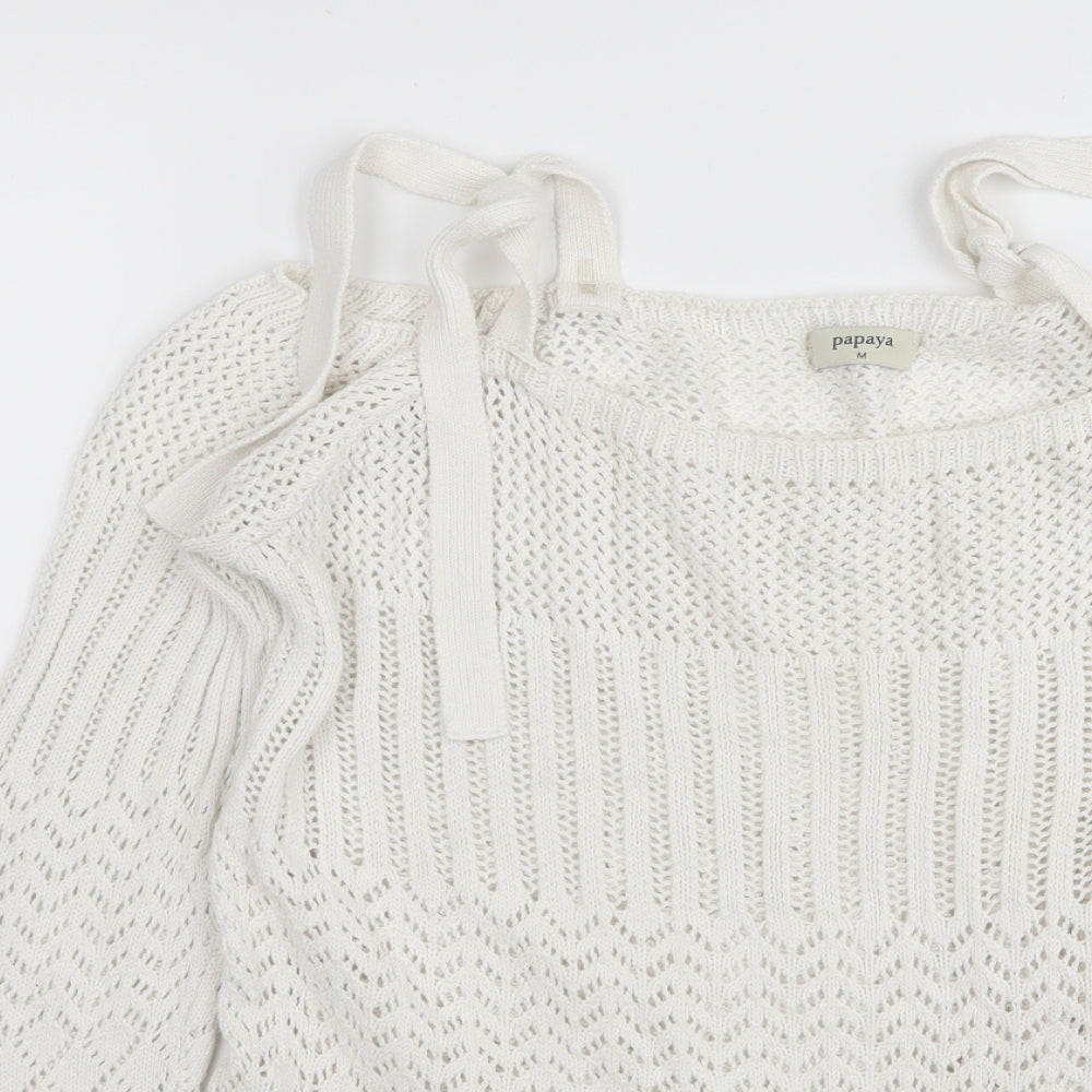 Papaya Womens White   Pullover Jumper Size M