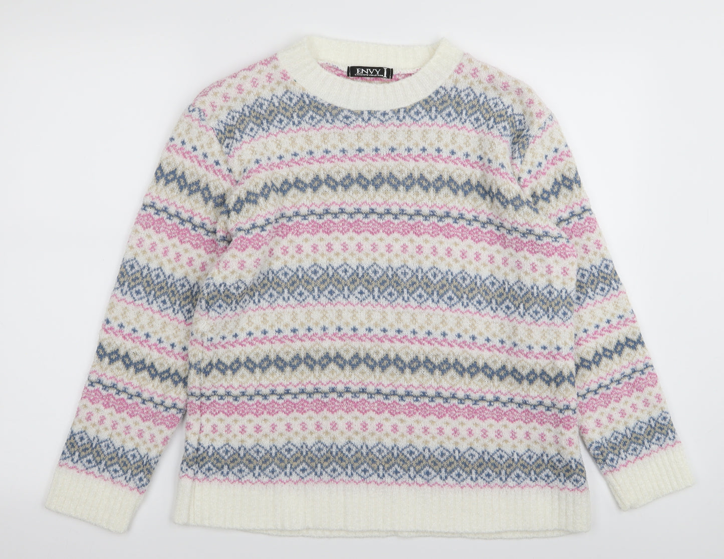 Envy Womens Multicoloured Geometric  Pullover Jumper Size L