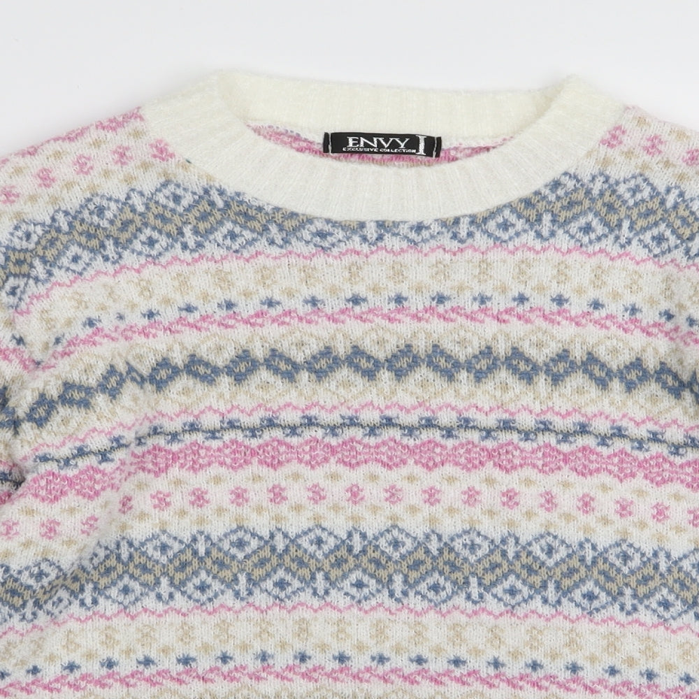 Envy Womens Multicoloured Geometric  Pullover Jumper Size L