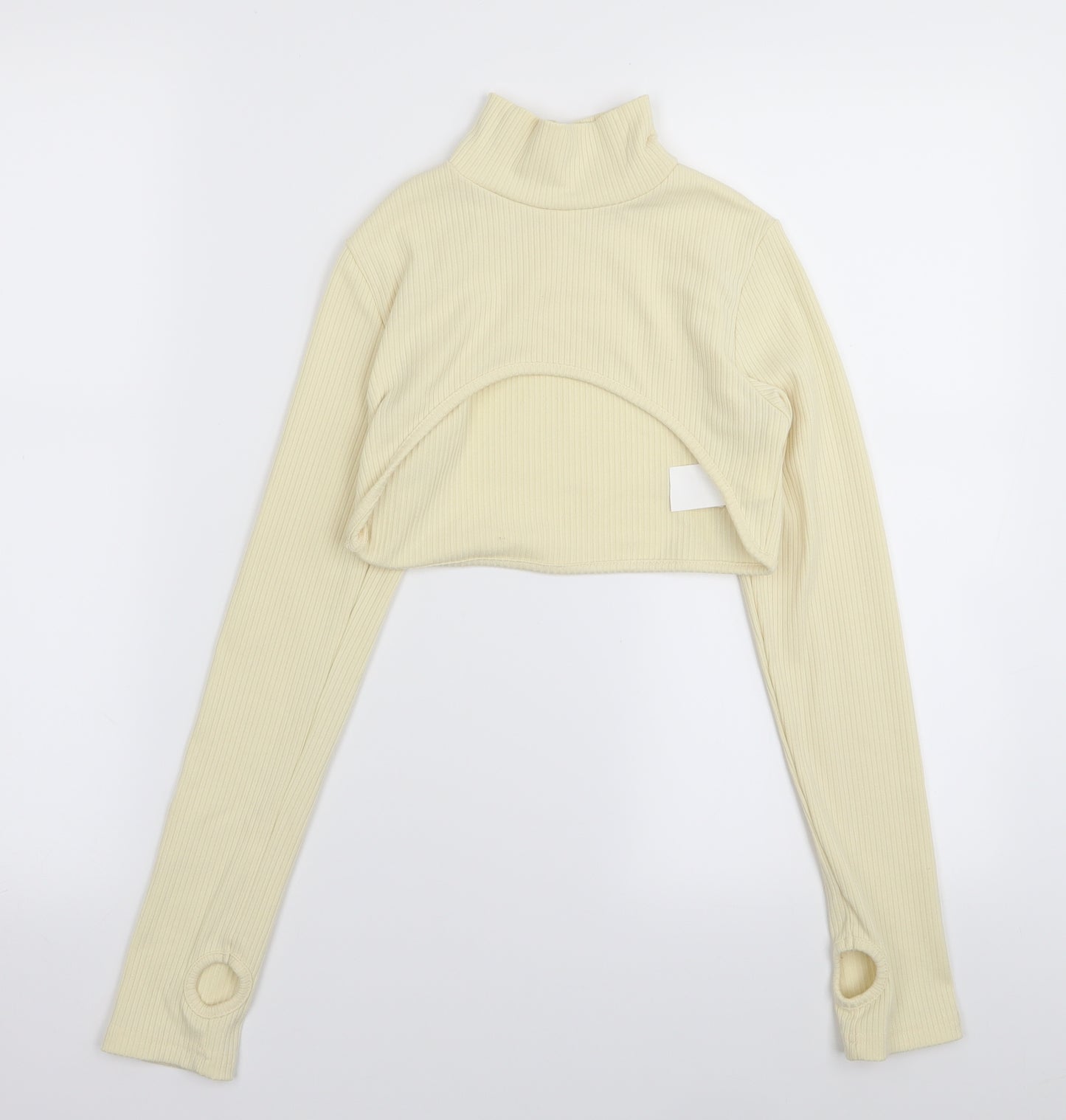 SheIn Womens Yellow   Basic T-Shirt Size L  - crop