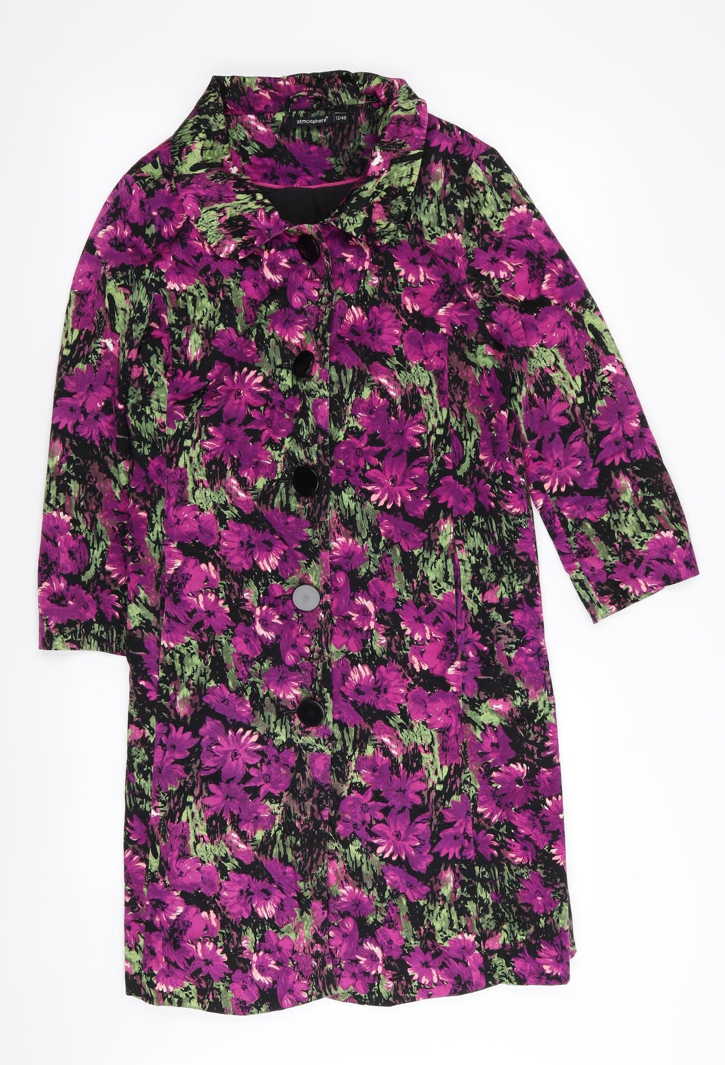 Primark Womens Multicoloured Floral  Overcoat Coat Size 12