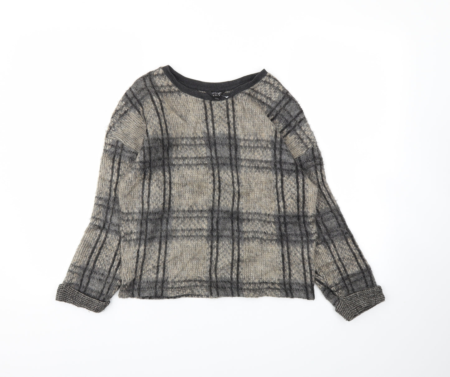 TOPSHOP  Womens Brown Check  Pullover Jumper Size 6