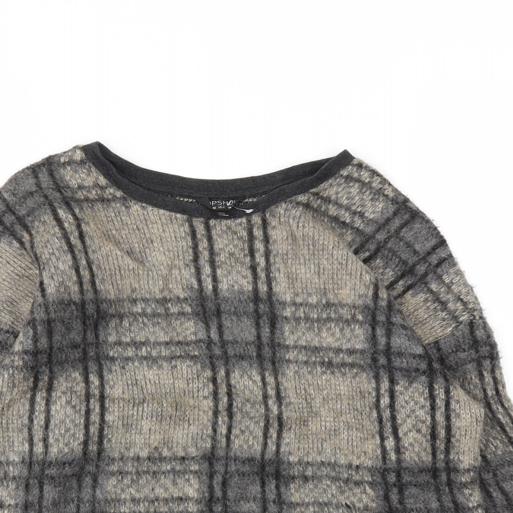 TOPSHOP  Womens Brown Check  Pullover Jumper Size 6