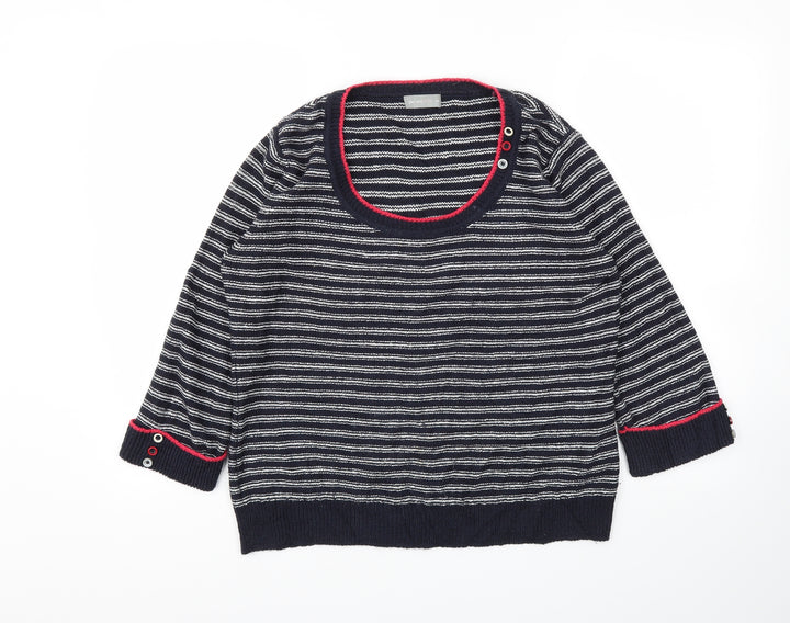 Per Una Womens Blue Striped Pullover Jumper Size M