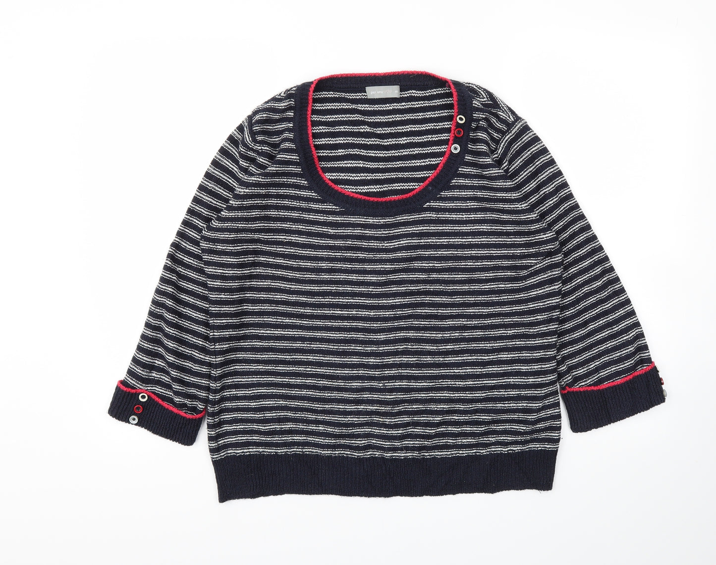 Per Una Womens Blue Striped  Pullover Jumper Size M