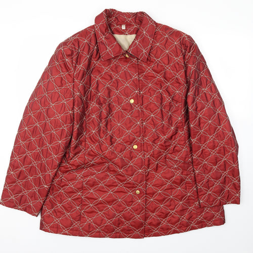 Prewrorn Womens Red Argyle/Diamond  Jacket Coat Size 22