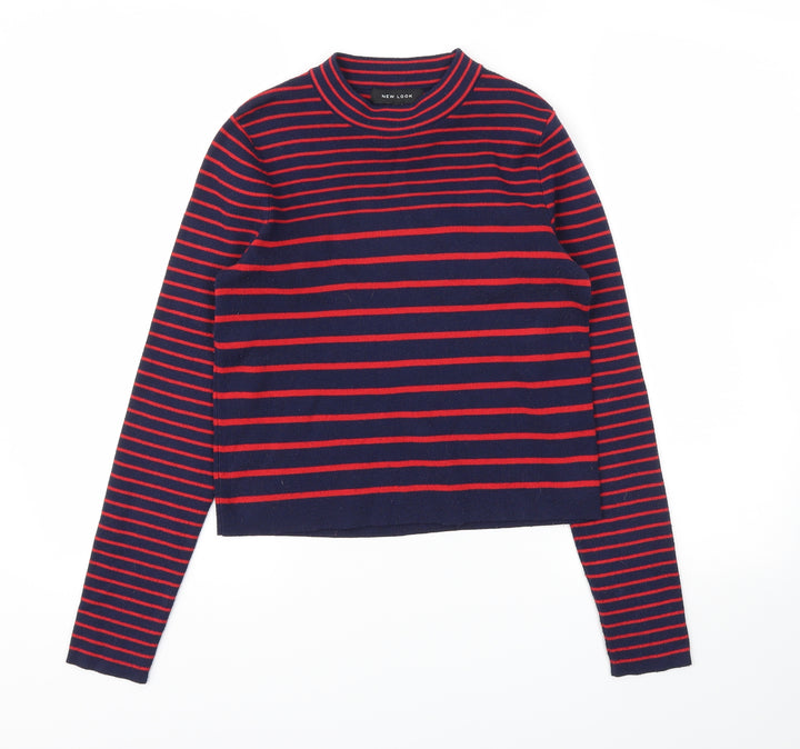 New Look Womens Red Striped Pullover Jumper Size 10