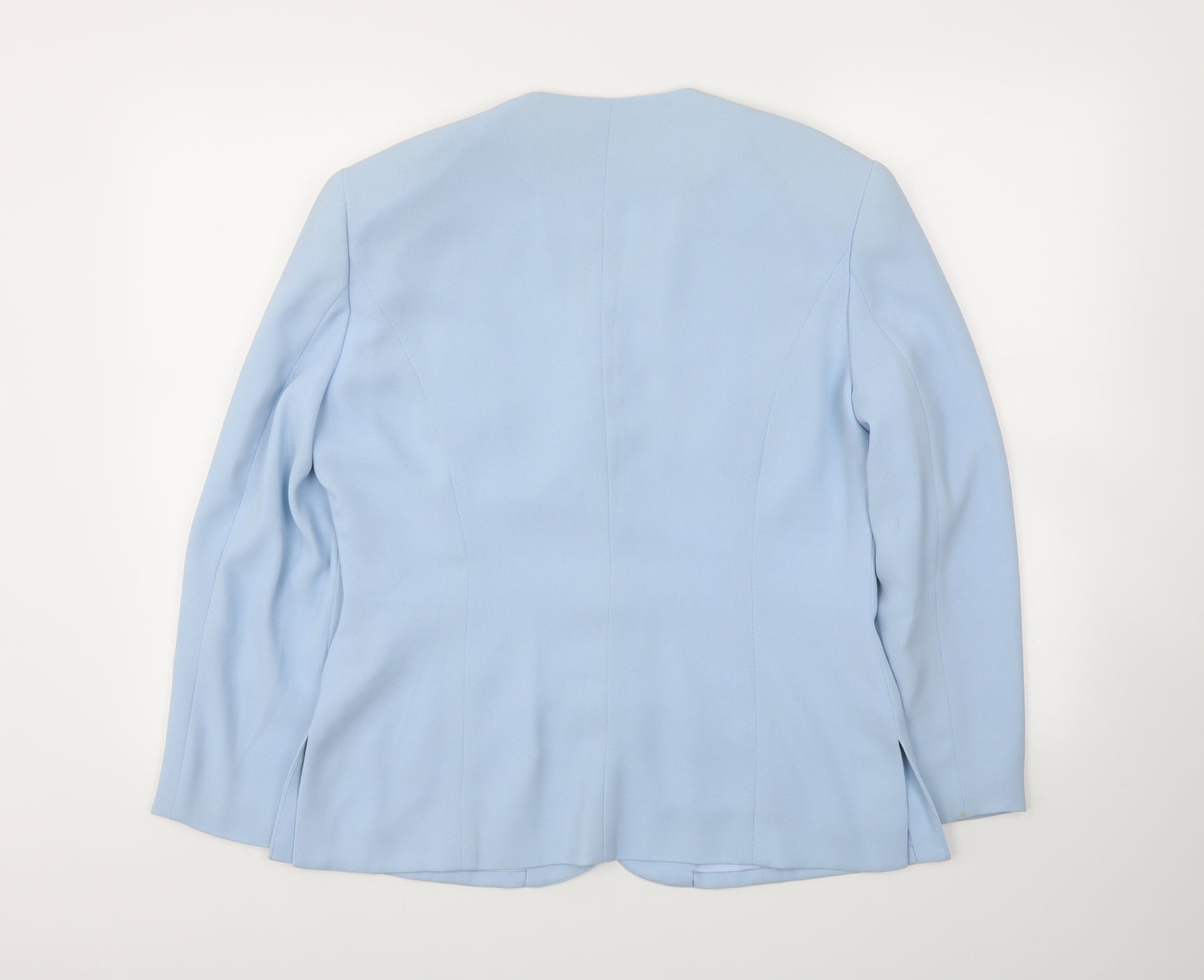 Gina Womens Blue Floral  Jacket Blazer Size 14