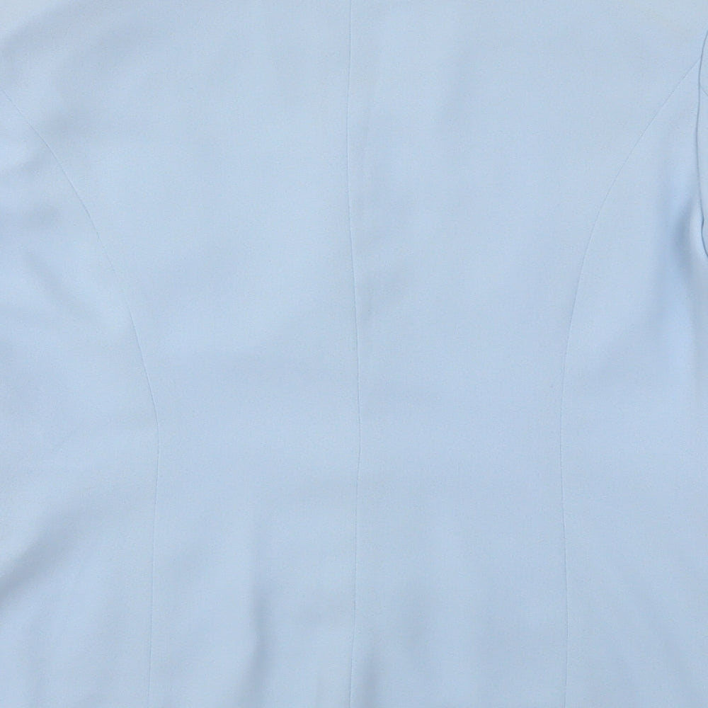 Gina Womens Blue Floral  Jacket Blazer Size 14