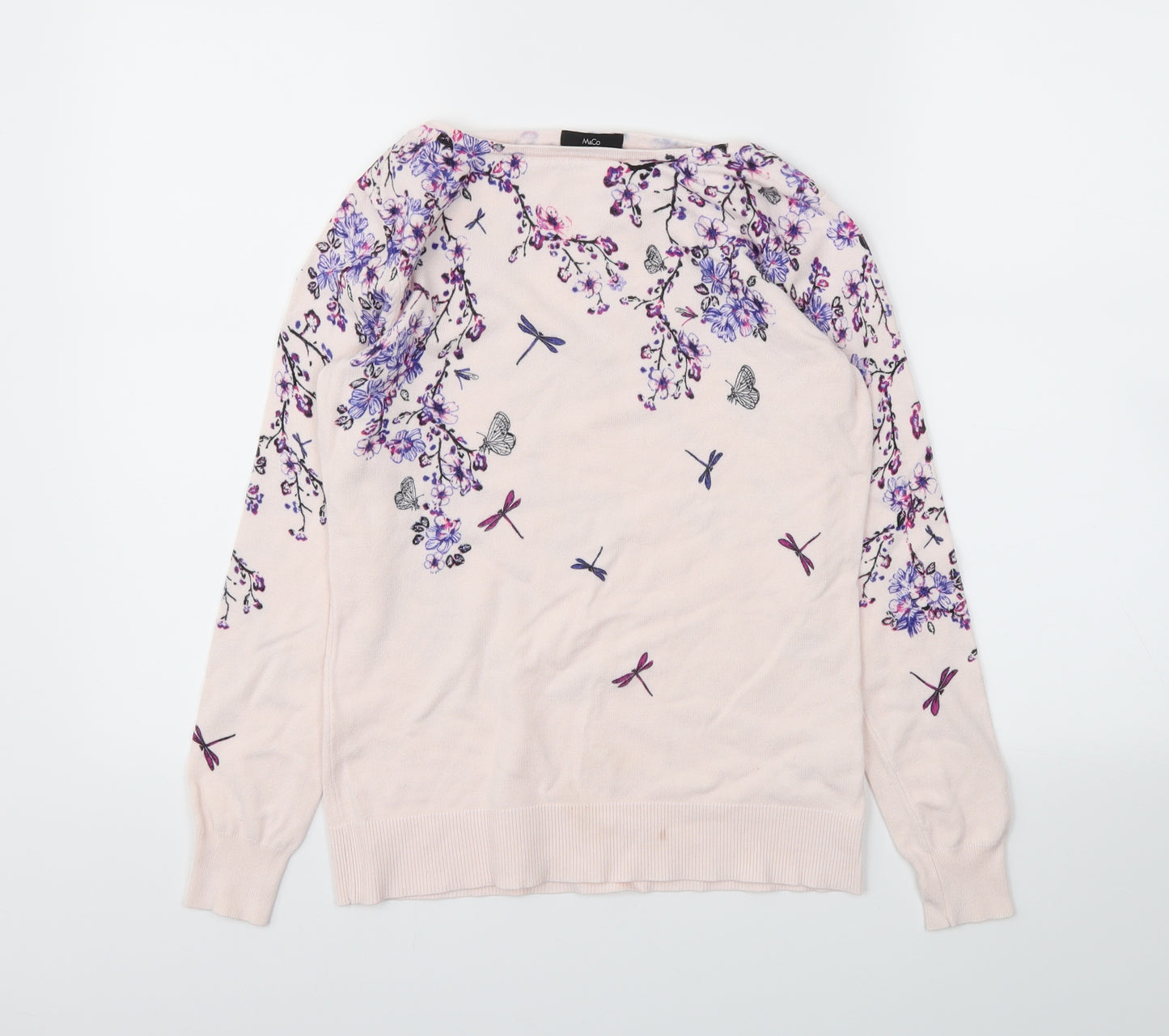 M&Co Womens Pink Floral  Pullover Jumper Size 10