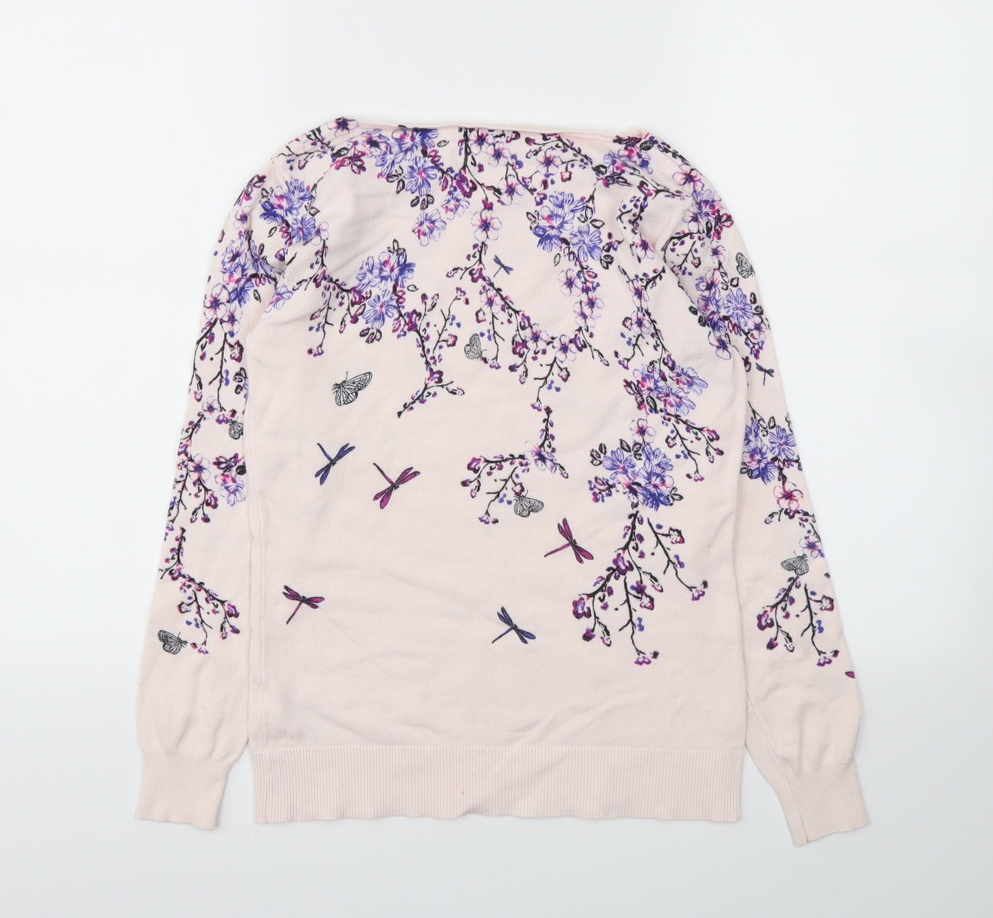 M&Co Womens Pink Floral  Pullover Jumper Size 10