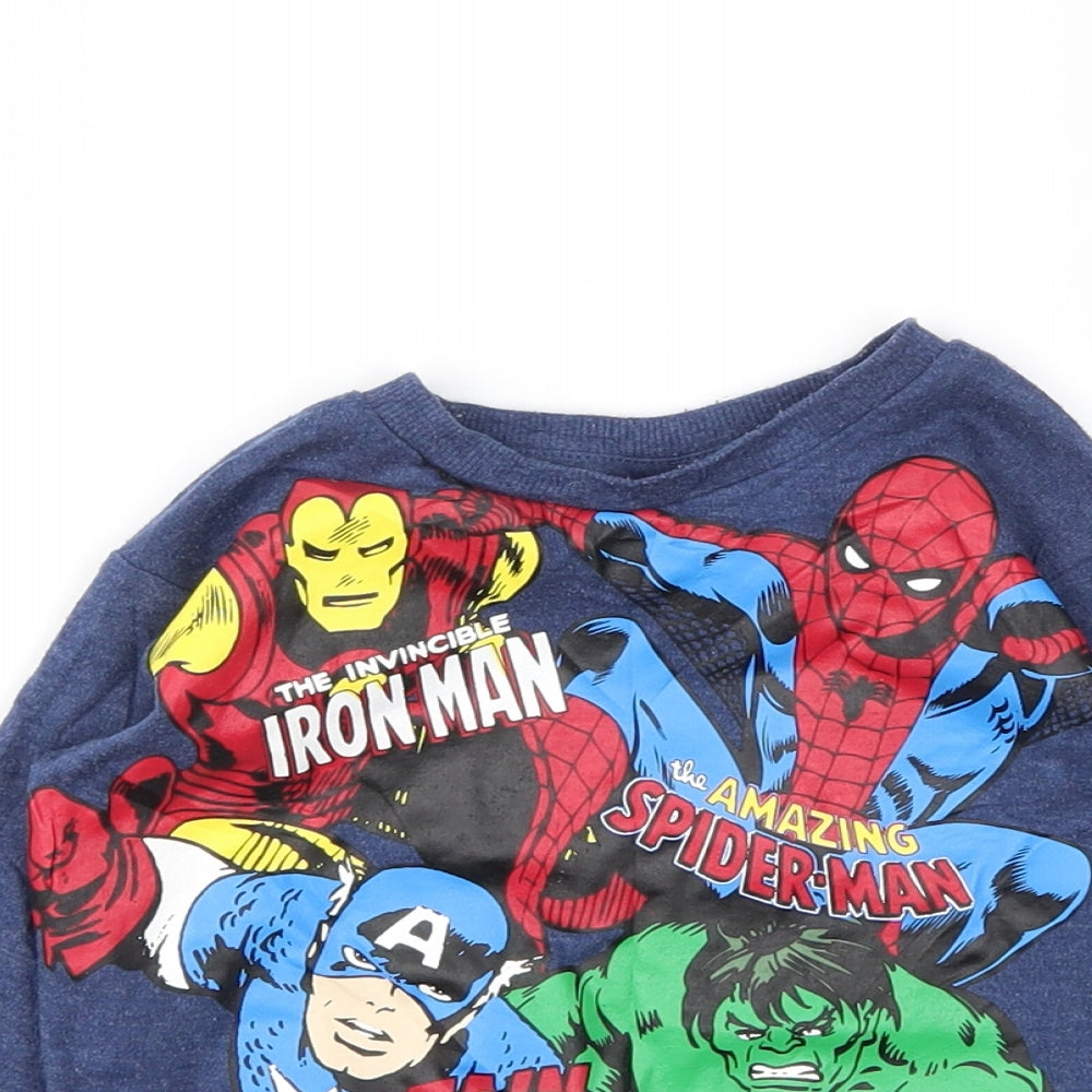 Marvel Boys Blue Animal Print  Basic T-Shirt Size 2-3 Years