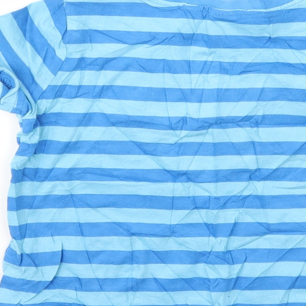 Preworn Boys Blue Striped  Basic T-Shirt Size 2-3 Years