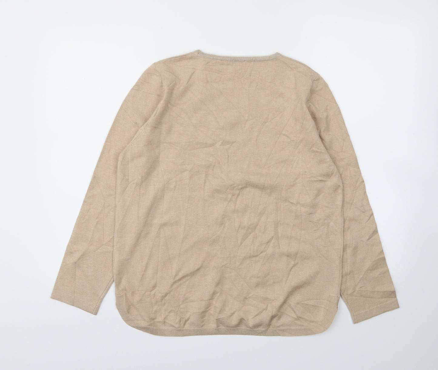 Rabe Womens Beige Floral  Basic Polo Size 12