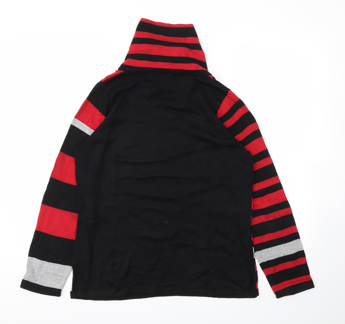 SIGNATURE  Womens Black Striped  Pullover Jumper Size L