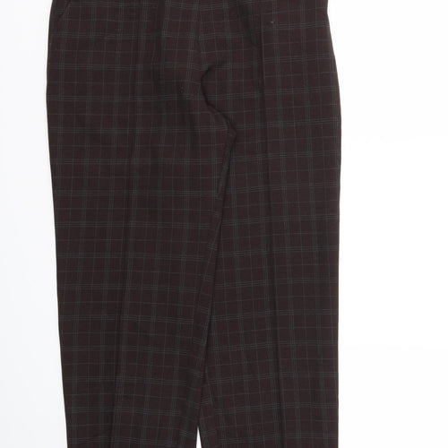 M&S Womens Brown Check  Trousers  Size 10 L26 in - Stretch waistband