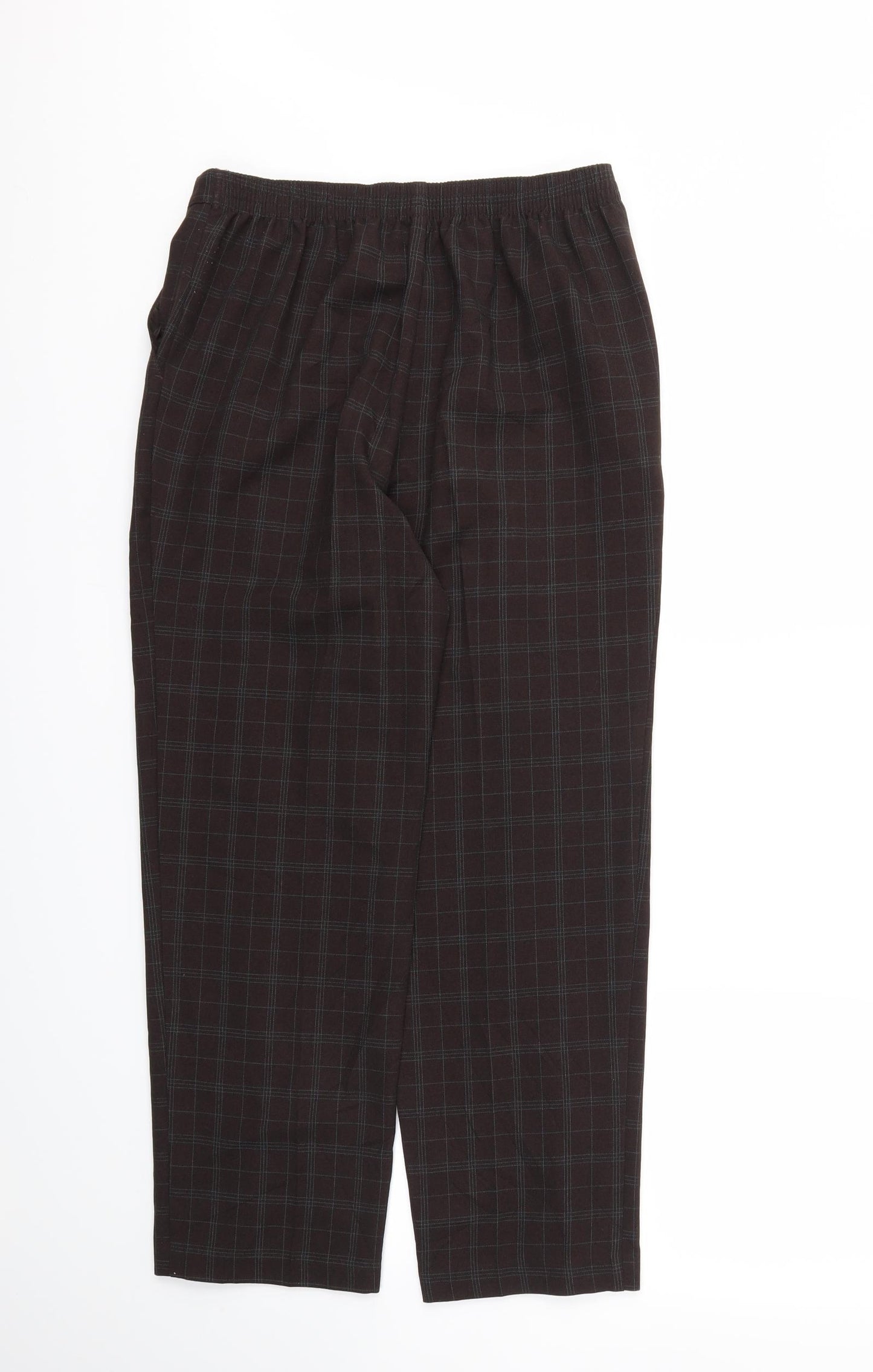 M&S Womens Brown Check  Trousers  Size 10 L26 in - Stretch waistband