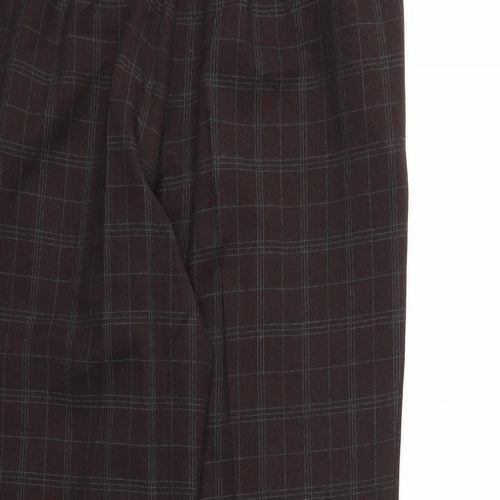 M&S Womens Brown Check  Trousers  Size 10 L26 in - Stretch waistband