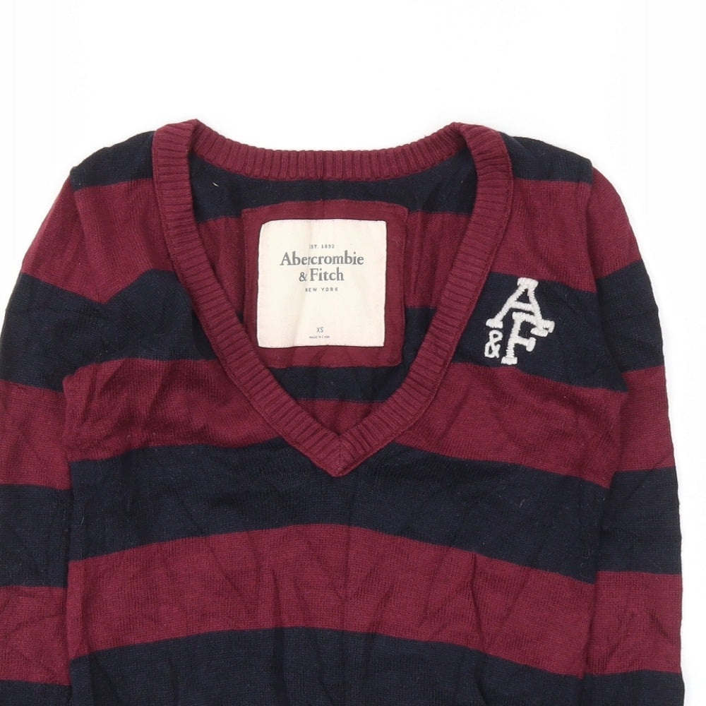 Abercrombie & Fitch Womens Red Striped  Basic T-Shirt Size XS