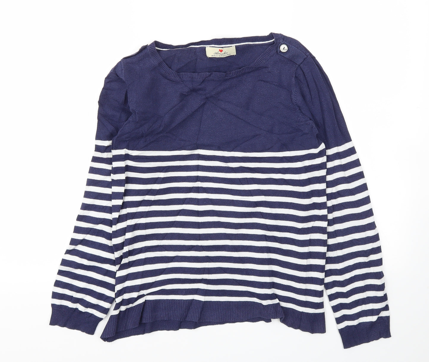 Primark Womens Blue Striped  Basic T-Shirt Size 14