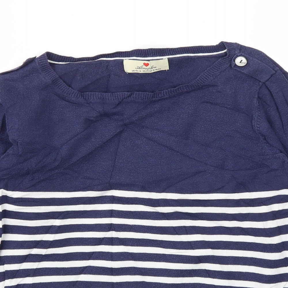 Primark Womens Blue Striped  Basic T-Shirt Size 14
