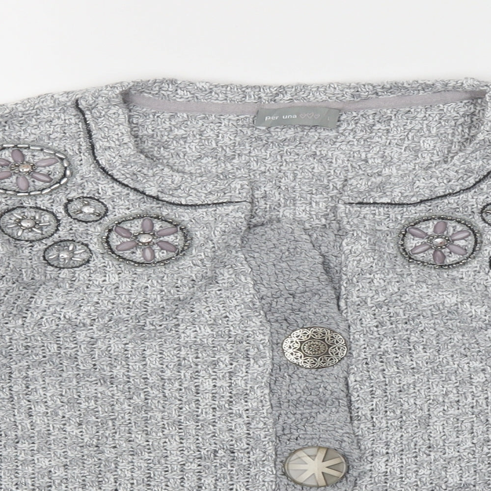Per Una Womens Grey   Cardigan Jumper Size L