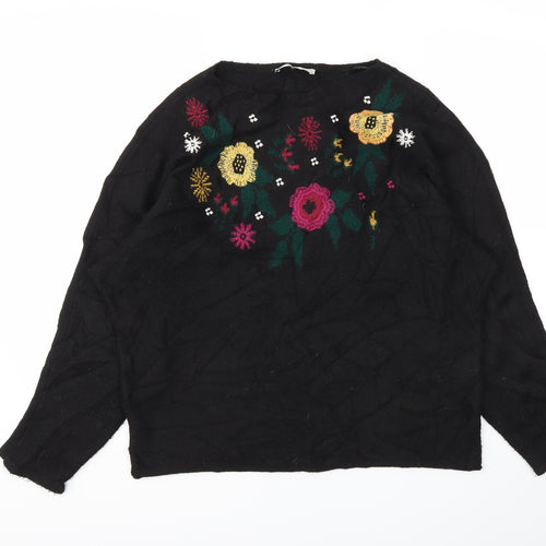 George Womens Black Floral  Pullover Jumper Size M