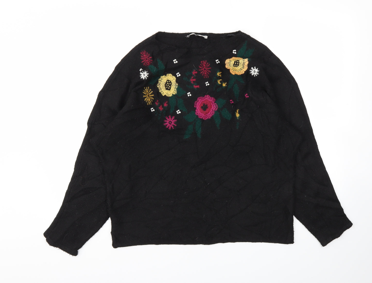 George Womens Black Floral  Pullover Jumper Size M