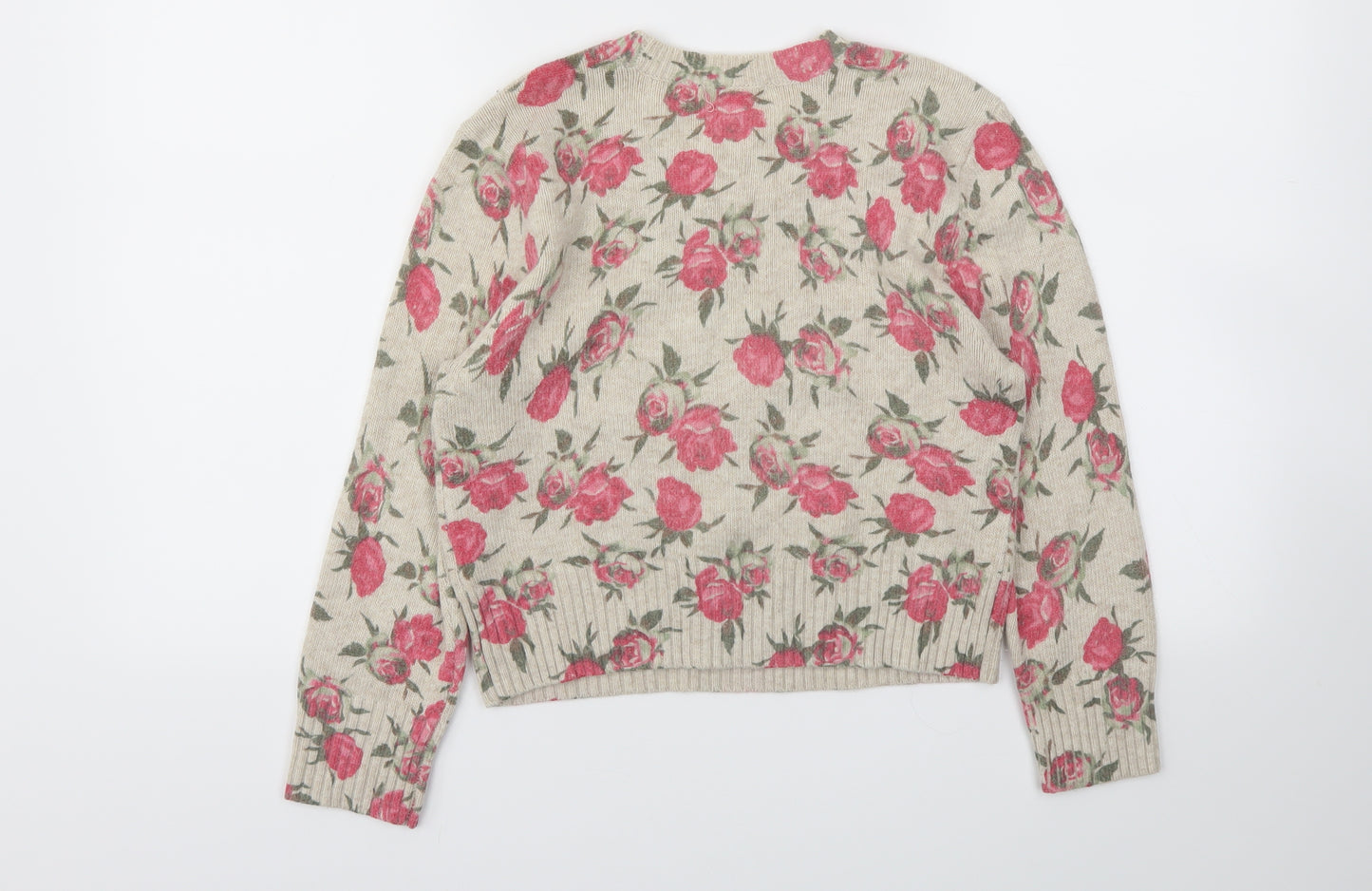 Topshop Womens Beige Floral  Basic T-Shirt Size 12