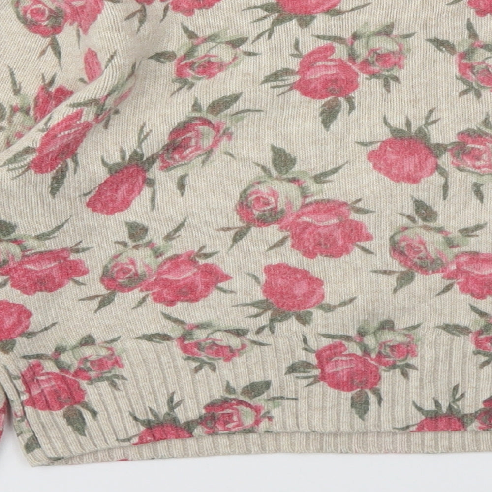 Topshop Womens Beige Floral  Basic T-Shirt Size 12