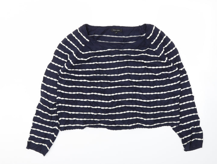 New Look Womens Blue Striped Pullover Jumper Size 12