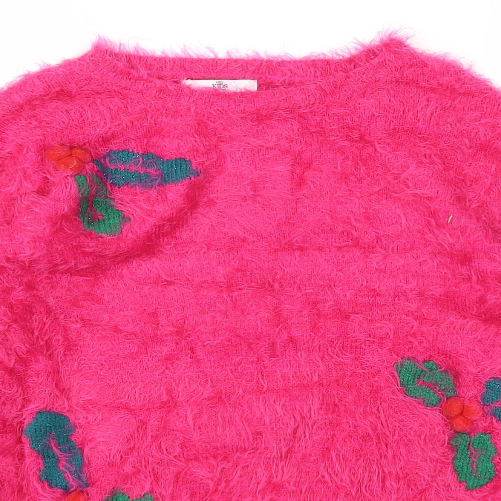 M&S Girls Pink   Pullover Sweatshirt Size 10-11 Years