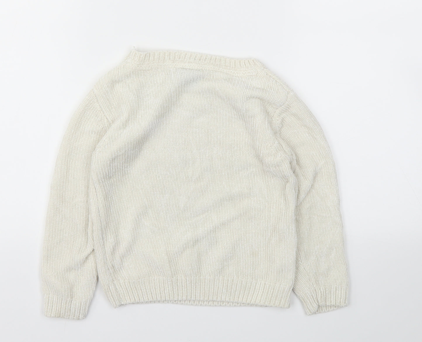 Primark Girls Ivory Animal Print  Pullover Jumper Size 4-5 Years