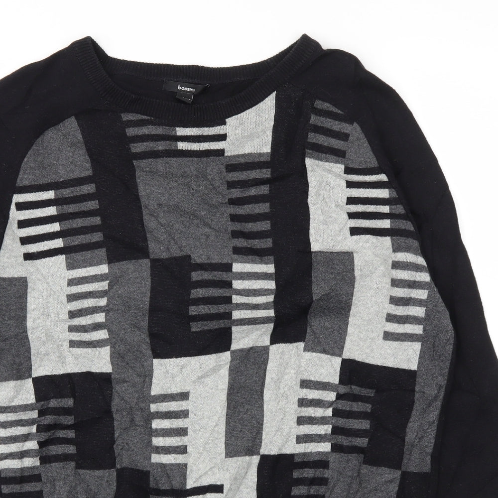 Bossini Mens Black Check  Pullover Sweatshirt Size L