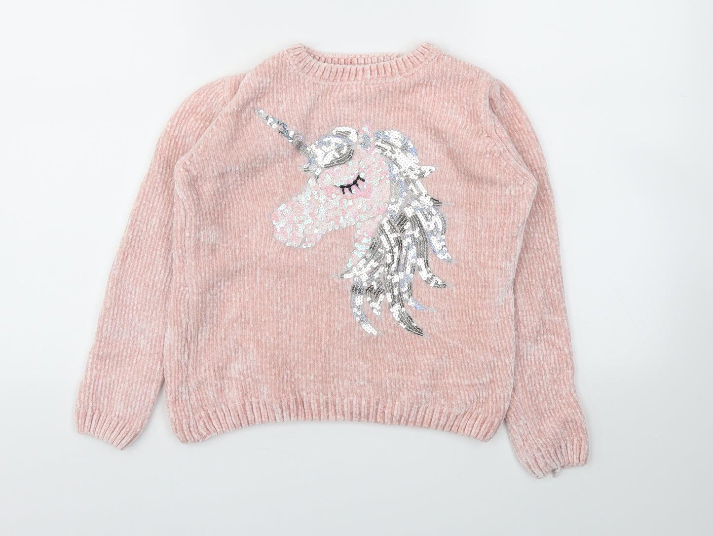 Primark Girls Pink Animal Print  Pullover Sweatshirt Size 9-10 Years
