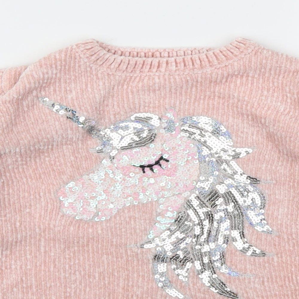 Primark Girls Pink Animal Print  Pullover Sweatshirt Size 9-10 Years