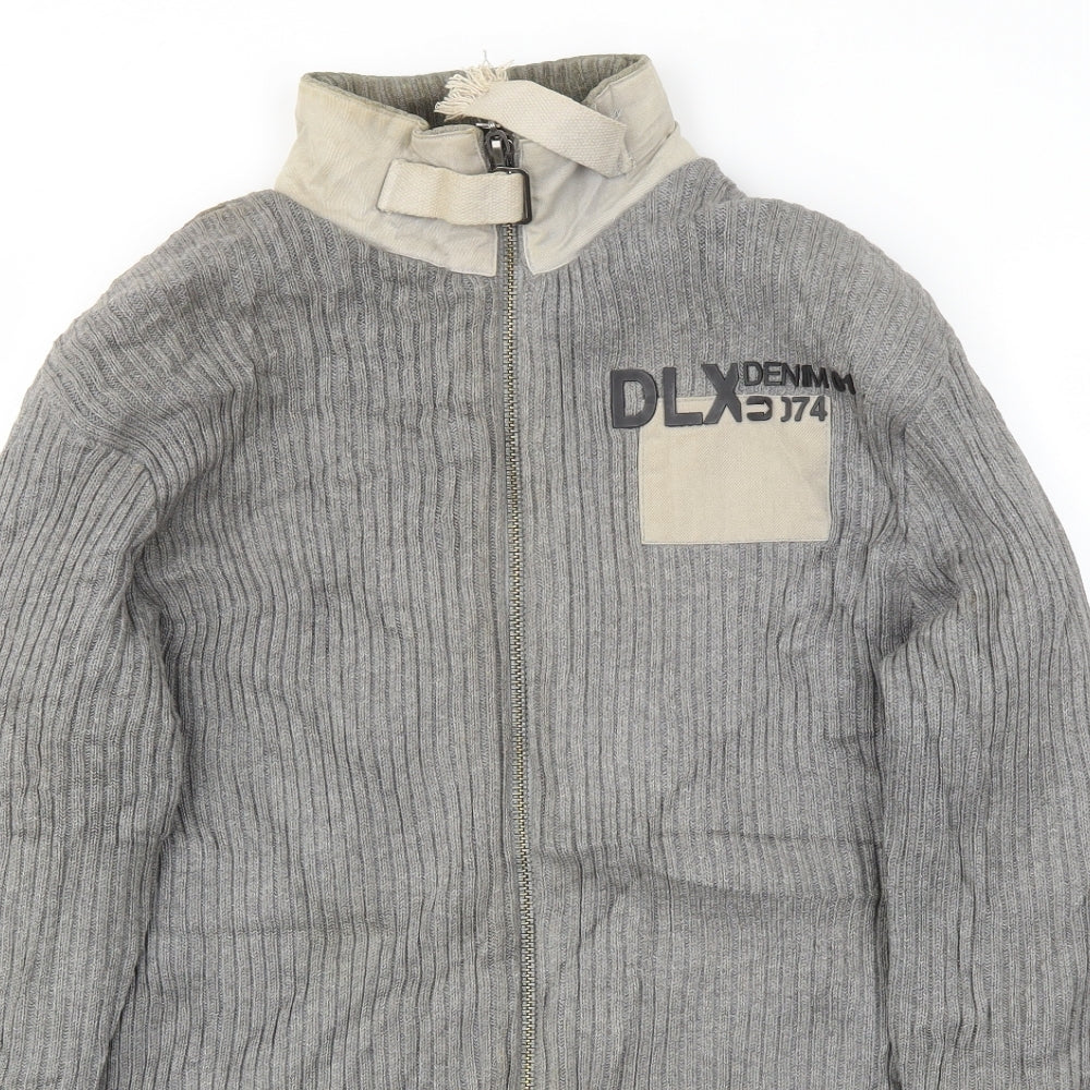 Luxe Mens Grey   Full Zip Jumper Size M