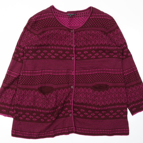 Preworn Womens Pink Floral  Cardigan Jumper Size 2XL