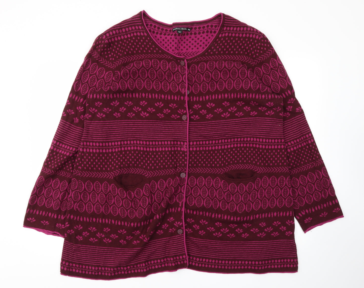 Preworn Womens Pink Floral  Cardigan Jumper Size 2XL