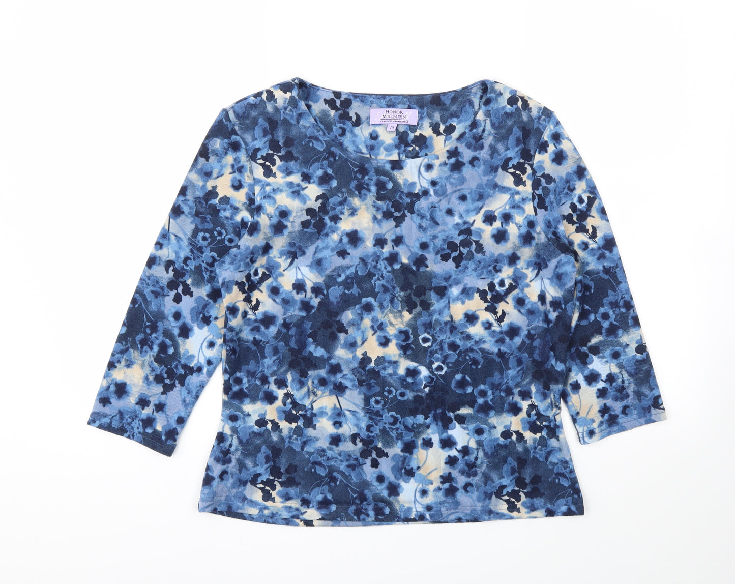 Honor Milburn Womens Blue Floral  Basic T-Shirt Size 10