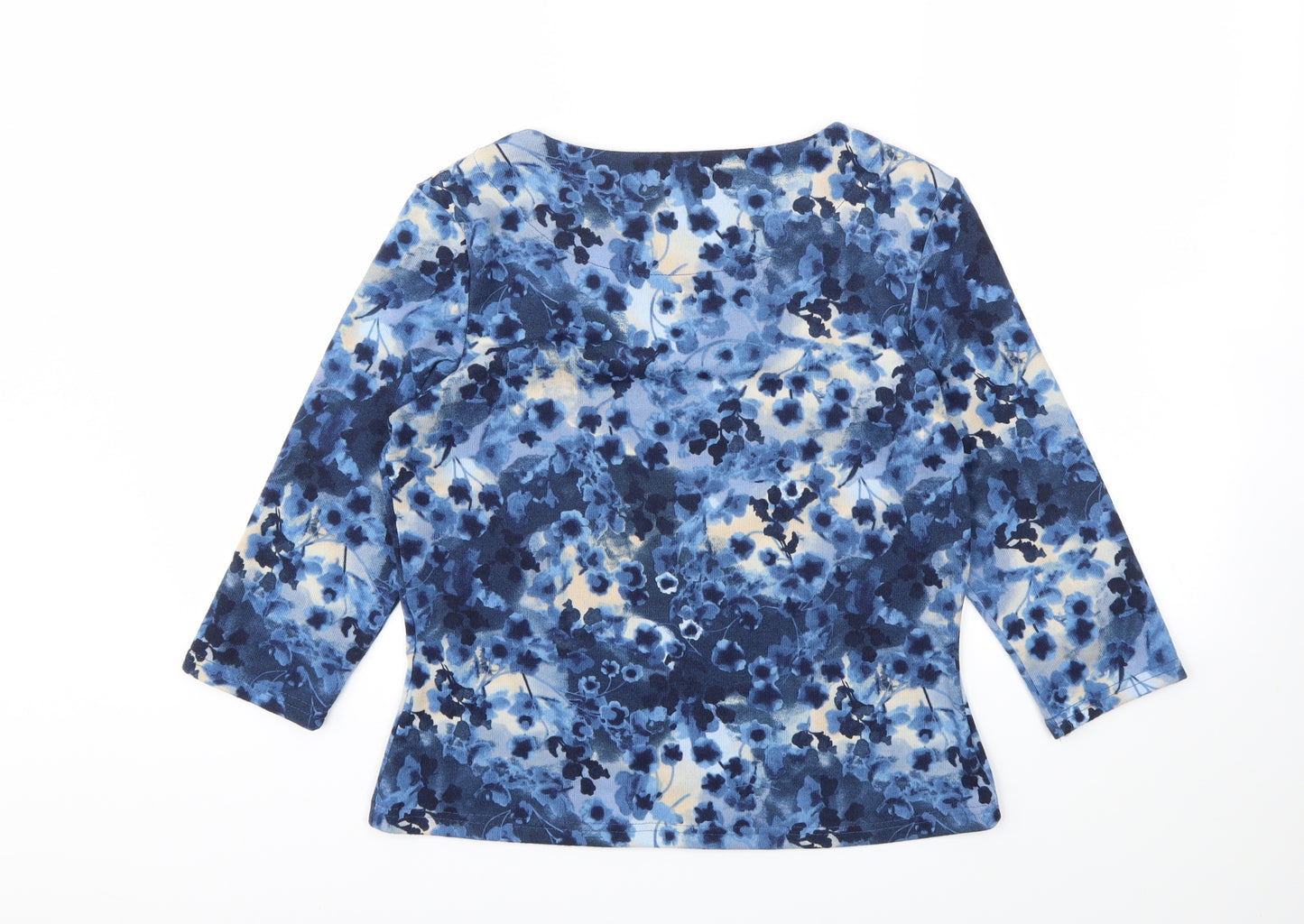 Honor Milburn Womens Blue Floral  Basic T-Shirt Size 10