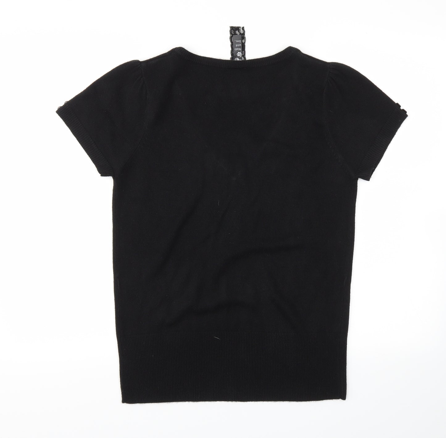 EVIE  Womens Black Houndstooth  Basic T-Shirt Size 14