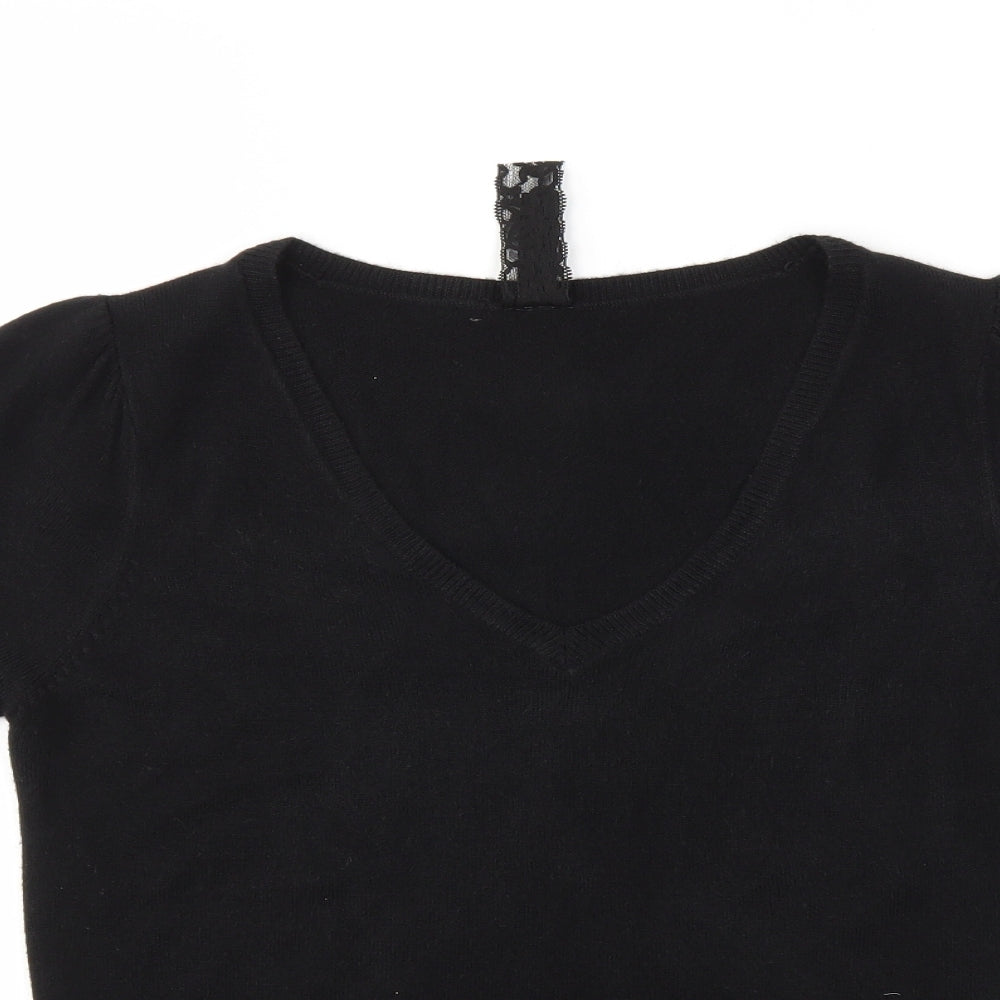 EVIE  Womens Black Houndstooth  Basic T-Shirt Size 14