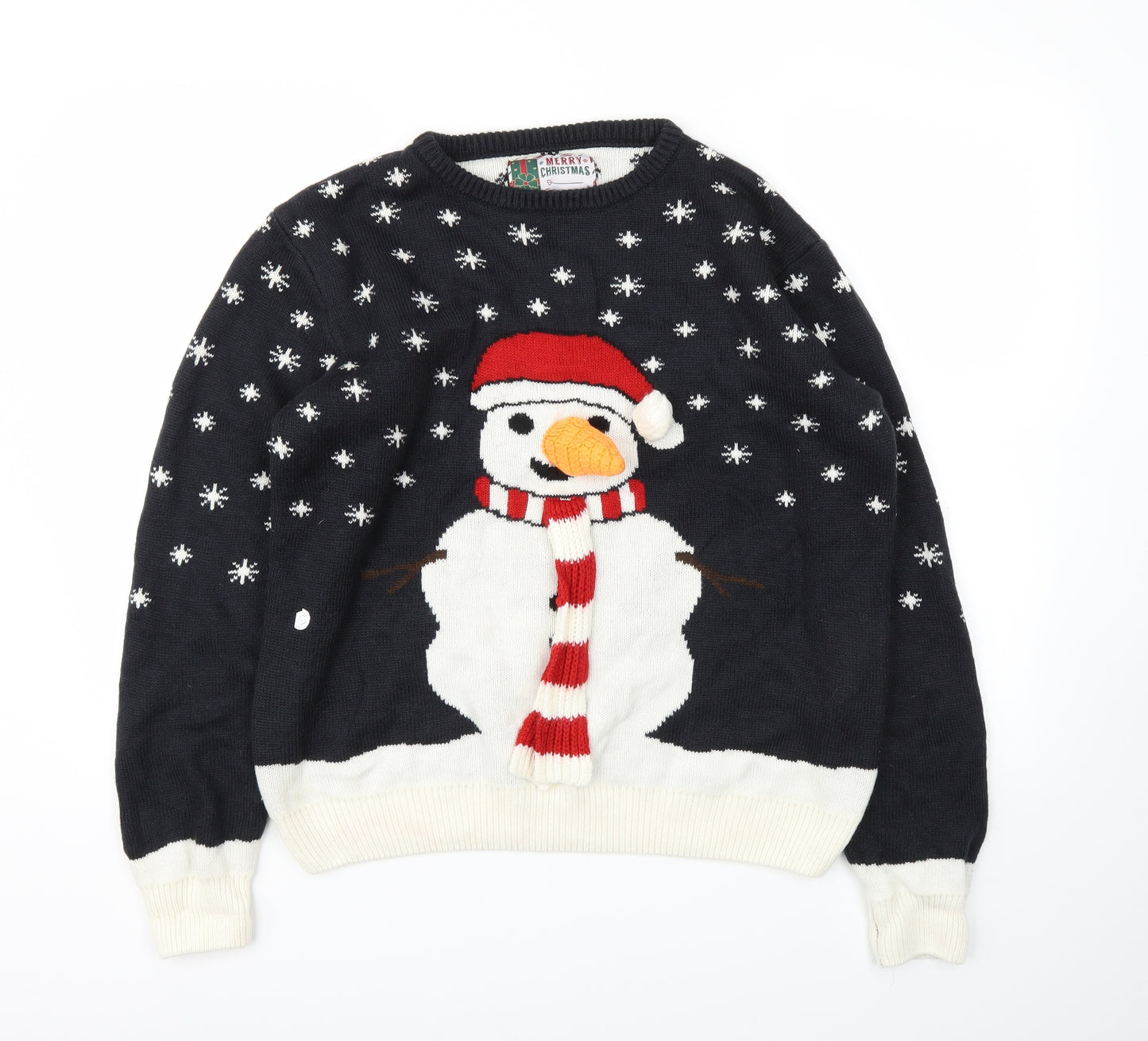 Merry Christmas Mens Black Animal Print  Pullover Sweatshirt Size XL  - Christmas