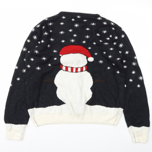 Merry Christmas Mens Black Animal Print  Pullover Sweatshirt Size XL  - Christmas
