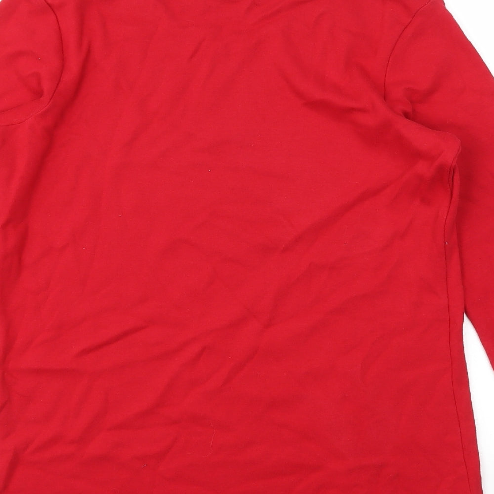 Quacker Factory Womens Red Geometric  Basic T-Shirt Size XS