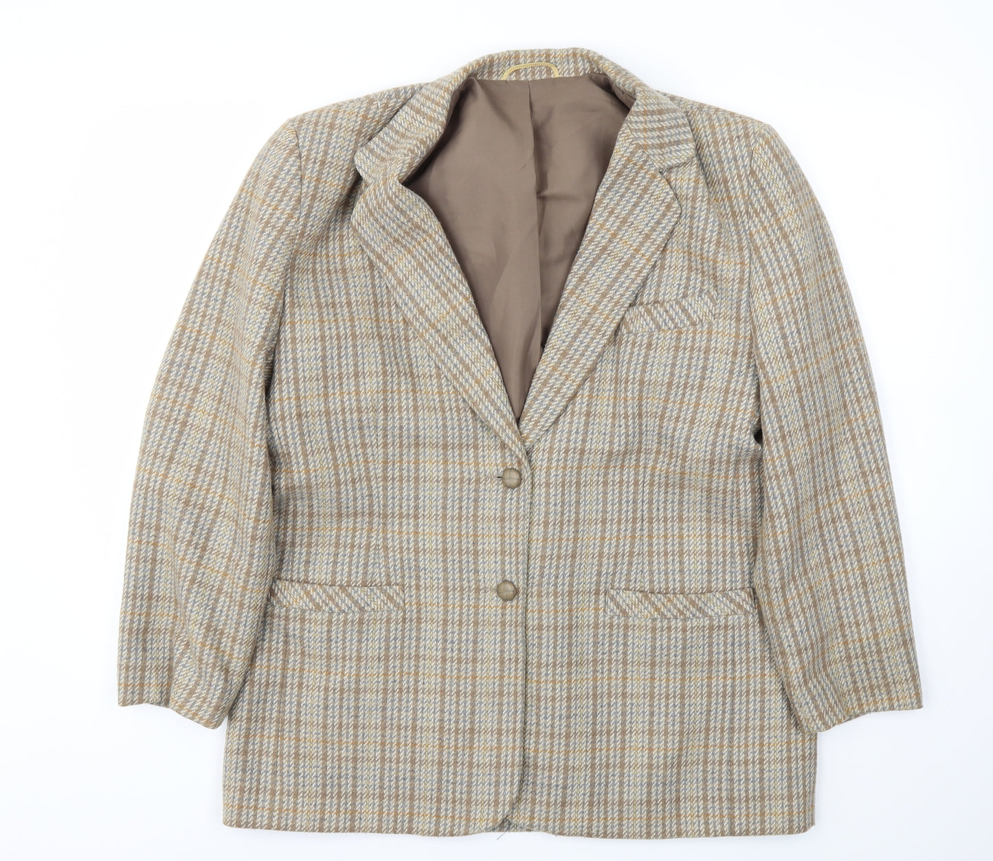Brandtex Womens Brown Check  Jacket Blazer Size 18