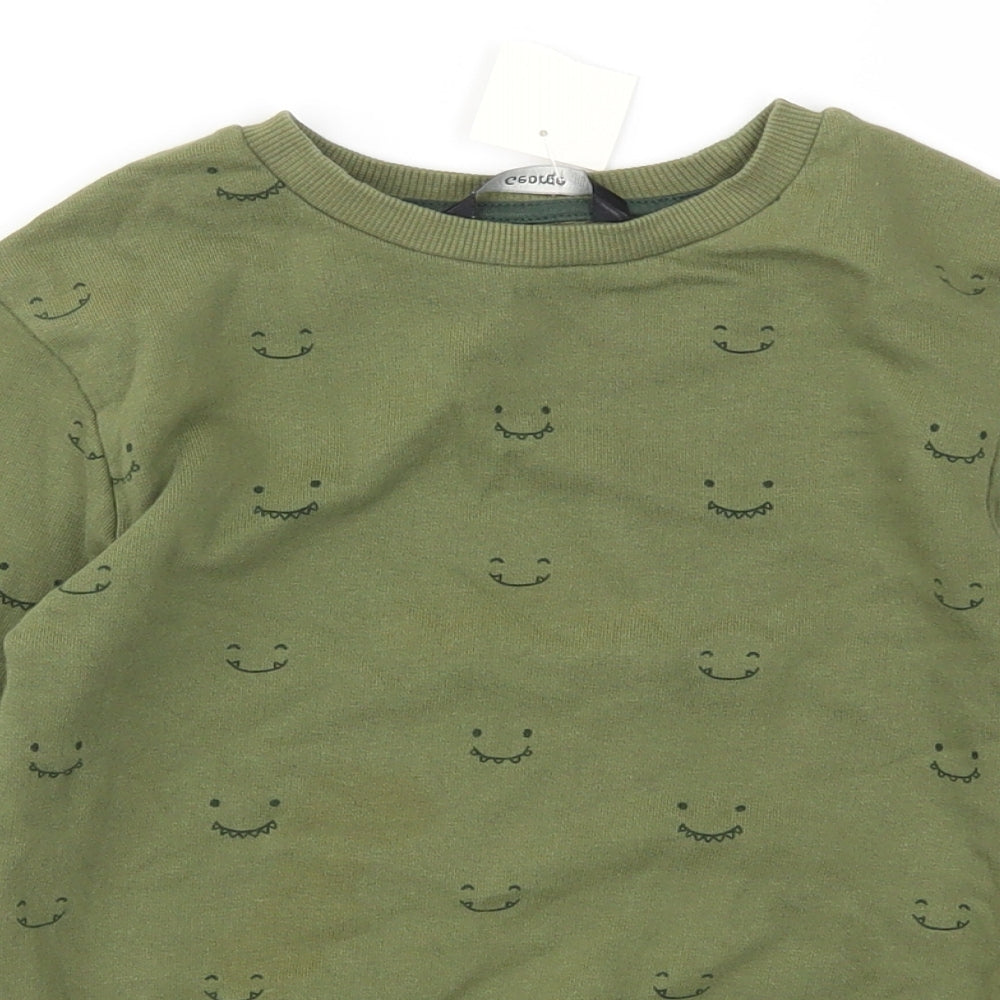 George Boys Green Animal Print  Pullover Jumper Size 4-5 Years