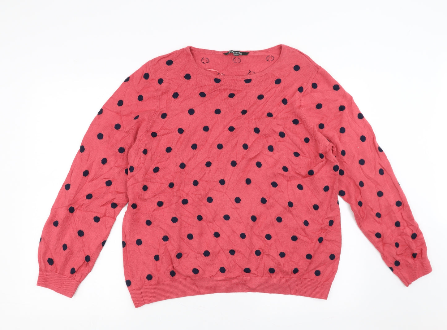 Bonmarché Womens Pink Polka Dot  Pullover Jumper Size 20